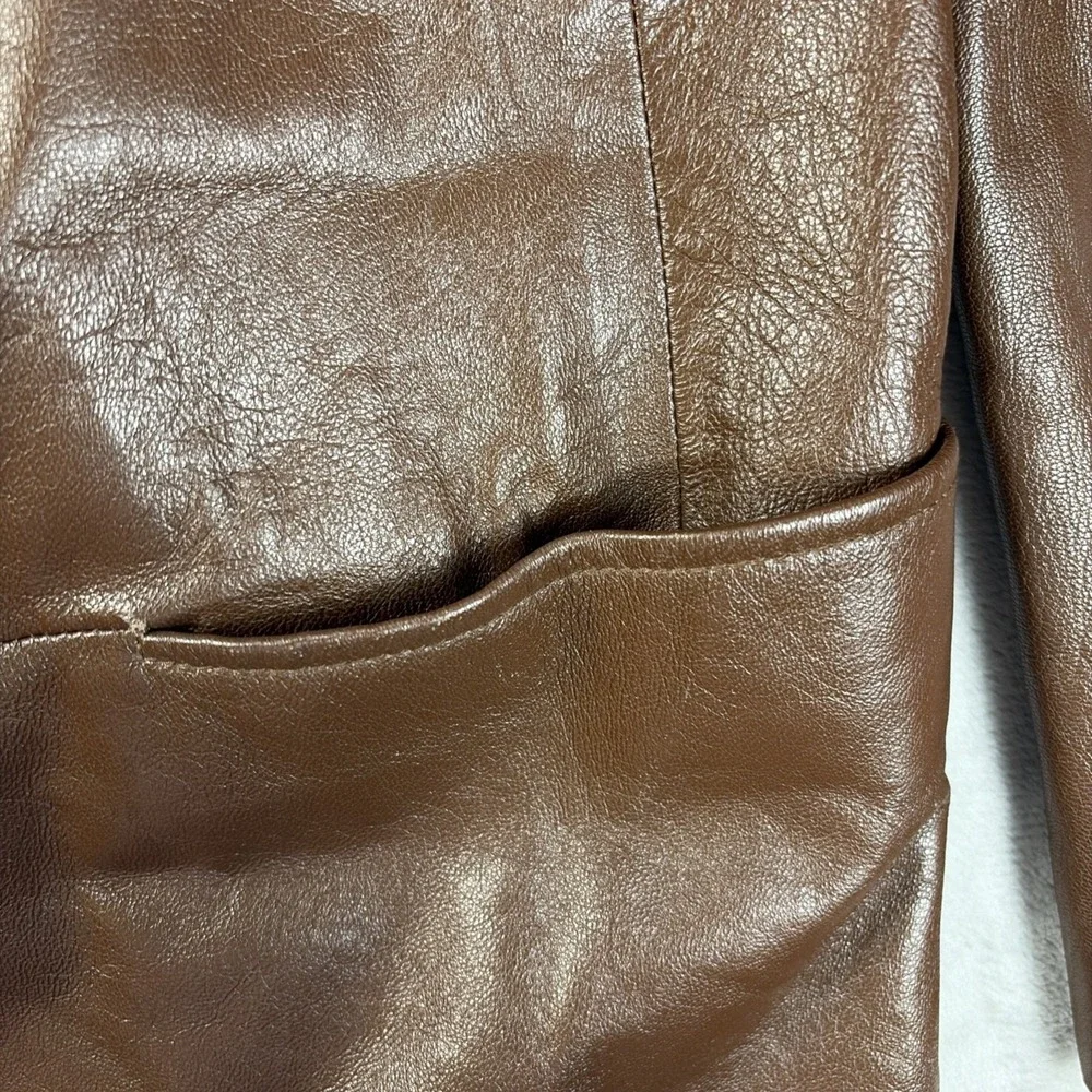 Vintage Lord & Taylor Women's 8 Brown Lamb Leather Blazer Jacket - Picture 8 of 13
